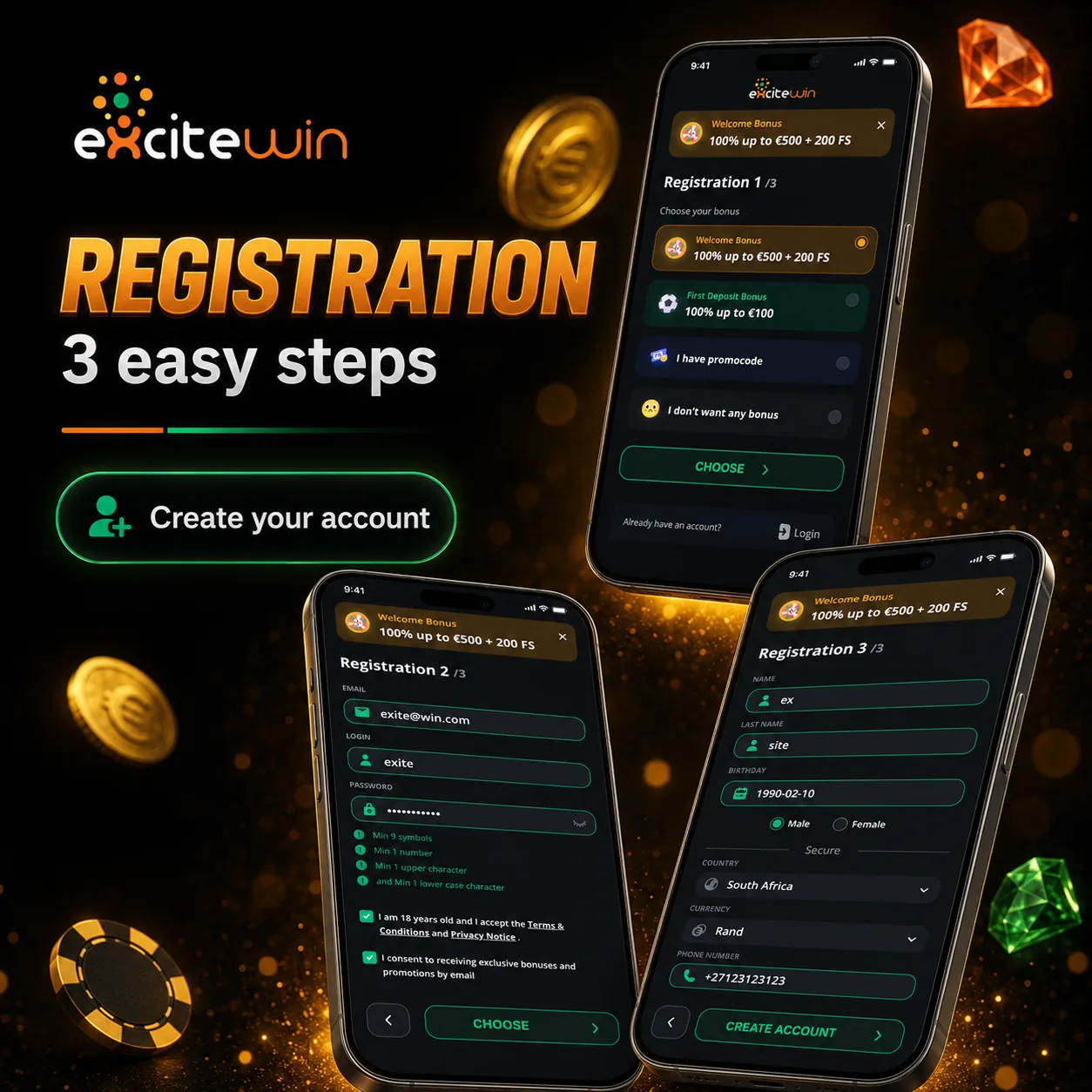 ExciteWin registration interface media preview